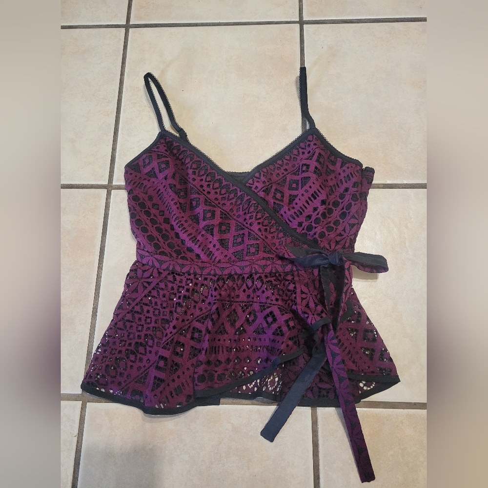 Likely Purple Lace Wrap Blouse